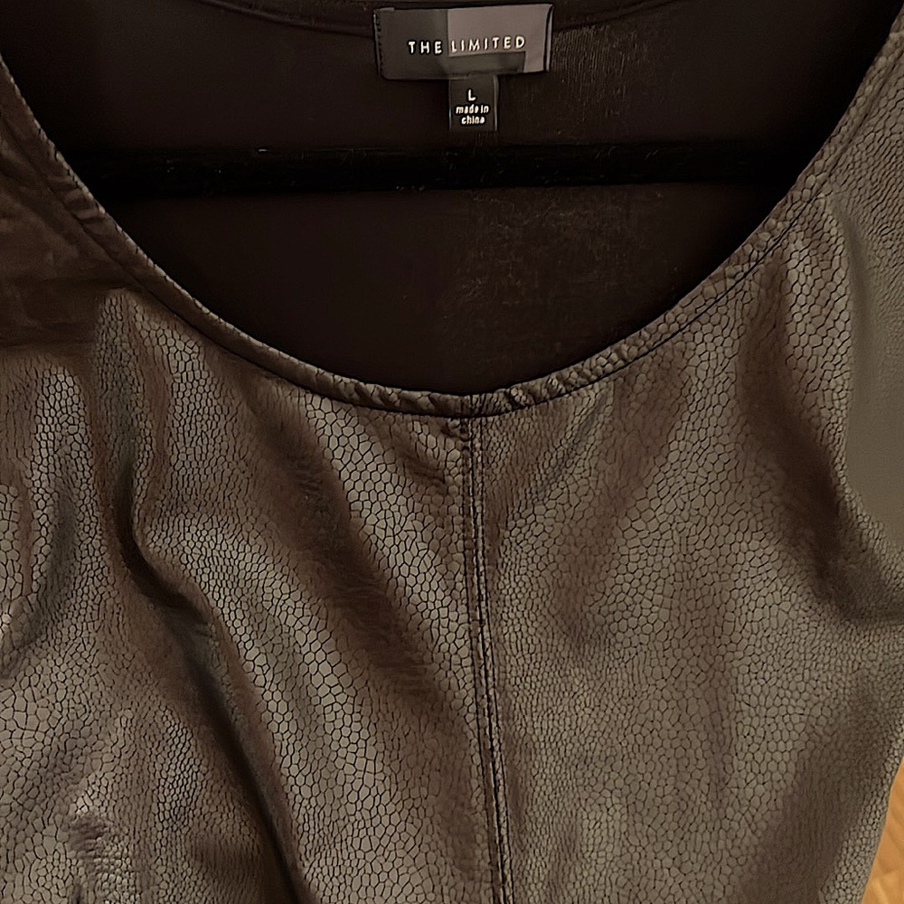 Limited Faux Leather Black Top - Size L - Picture 5 of 5